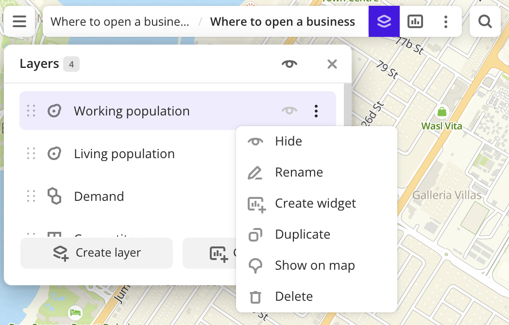 Operations with layers
