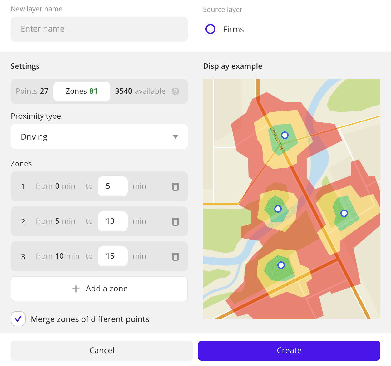 Building of walking or transport proximity zones